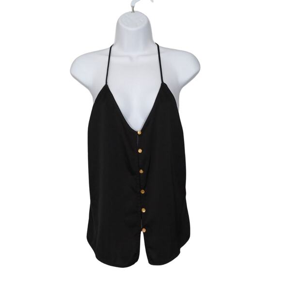 L'Academie Black T Back Cami Button Front Sz Small - Picture 3 of 10